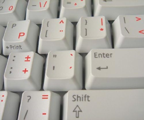 Adesivos de teclado holandês com um fundo transparente de letras vermelhas