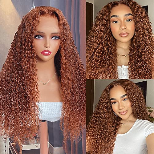 Longqi Ginger Brown 13x4 HD Transparente Wigs Front Wigs Human Wig Curly For Women Human Human Remy Hair Auburn