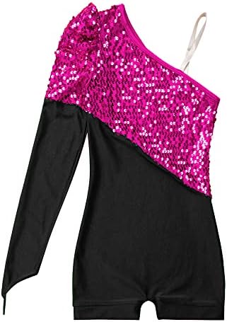 Kvysinly Kids Girls Shiny Puff Ballet Dance Gymnastics Leotard Jumpsuit Athletic Bikeard com shorts