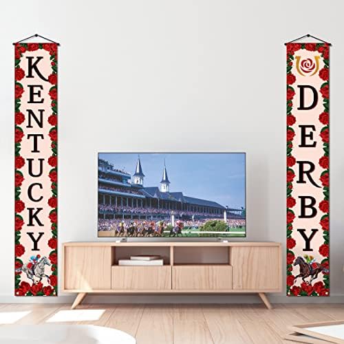 Sunwer Kentucky Derby Porch Banner Churchill Downs Run for the Roses Horse Racing Party Front Door
