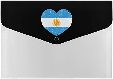 Argentina Retro Heart Flag em forma de sinalização estampada Pasta de arquivo 6 bolsos Organizador de