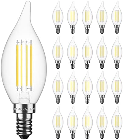 Shinestar 20-Pack E12 Candelabra Bulb de 40 watts, Warm White 2700k, lâmpadas lustres de LED