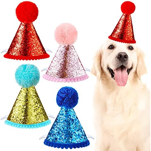 4 peças chapéu de aniversário de cachorro para animais de estimação acessórios de decoração de festa de