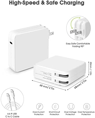 61W Mac Book Pro USB C Adaptador de energia do carregador para MacBook Pro 13/12 polegadas, MacBook Air 2020,