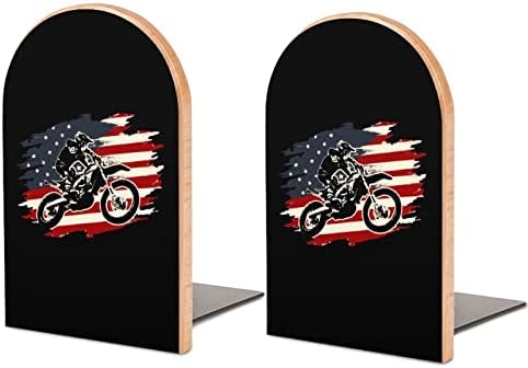 Livros de bandeira americana de moto de bicicleta de terra para prateleiras 1 livro final do livro não esquiador