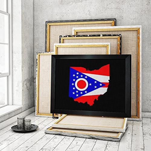 Mapa de bandeira dos kits de pintura de diamante Ohio quadro de imagem 5D DIY Full Frill Rhinestone