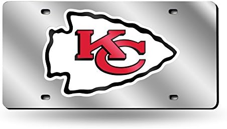 Rico Industries NFL Football Kansas City Chiefs Silver 12 x 6 Silver Laser Cut Tag para carro/caminhão/SUV