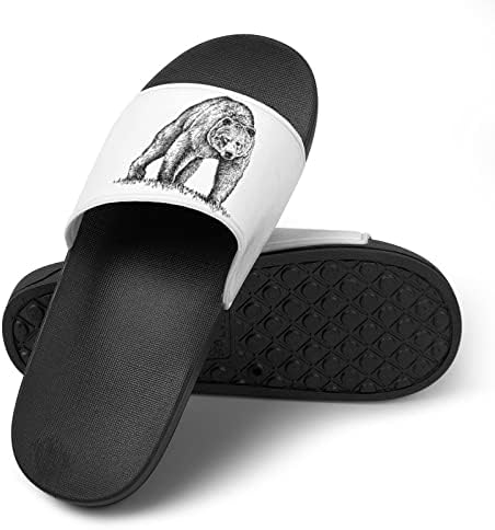 Sandálias de casa de arte de urso pardo que não deslizam chinelos de dedo do pé