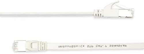 Basics Cat 7 Gigabit Ethernet Patch Internet Cable, plano - 100 pés, 1pack, branco - inclua 25 pregos