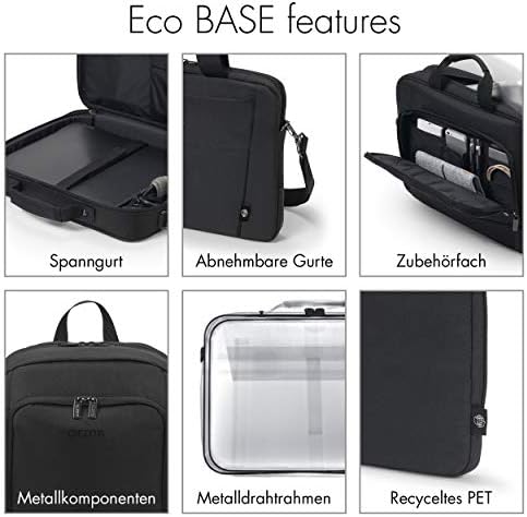 Dicota Eco Top Traveler Base 15-17.3 - Bolsa de laptop leve com estofamento de proteção e espaço de armazenamento,