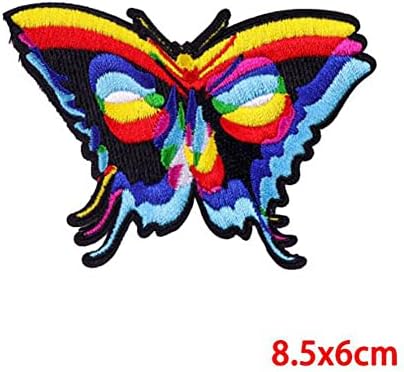 Colorido borboleta remendo ferro em costura em crachás de borboleta inseto bordado apliques de jaqueta de jaqueta
