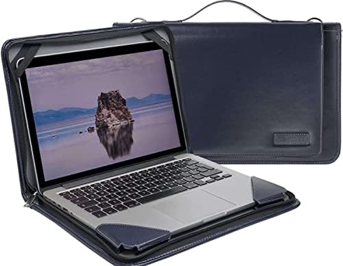 Broonel Blue Leather Laptop Messenger Case - Compatível com asus Chromebook Enterprise Flip CB5 14