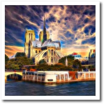 3drose Norte Dame Catedral France Imagem de luz infundida. - Ferro em transferências de calor