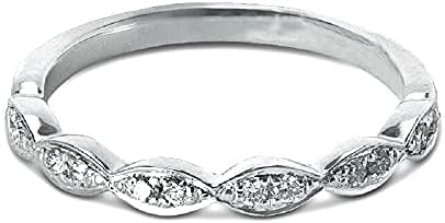 Abhi criou um diamante branco redondo White 925 prata esterlina 14k ouro branco sobre diamante anel de casamento