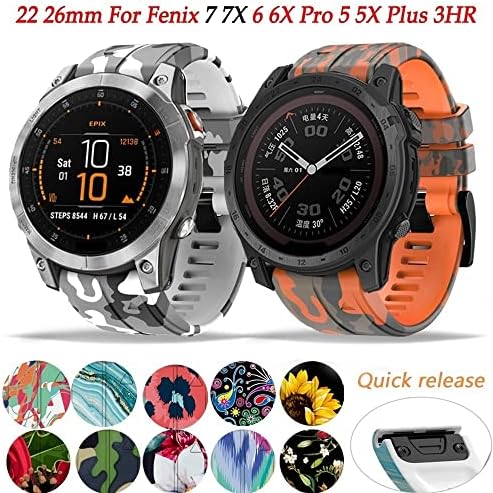Sawidee para Garmin Fenix ​​7 7x 6 6x Pro 5x 5 mais 3 h Mk2 EasyFit Smart Watch Relógio Correa 26 22mm Silicone