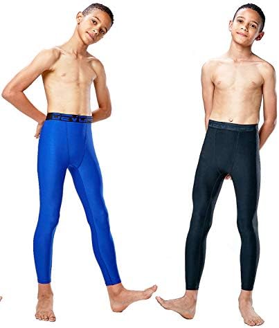 DevOps 2 Pack Juventude e meninos compressão térmica Baselayer Sport Tights Fleece Lined Calças e Top