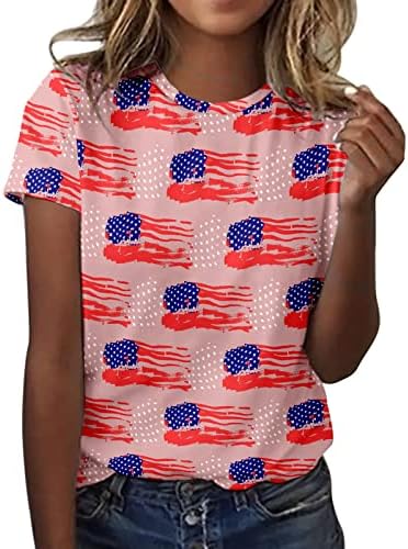 4 de julho camisetas camisetas para mulheres de verão de manga curta túnicas tops usa bandeira estrela