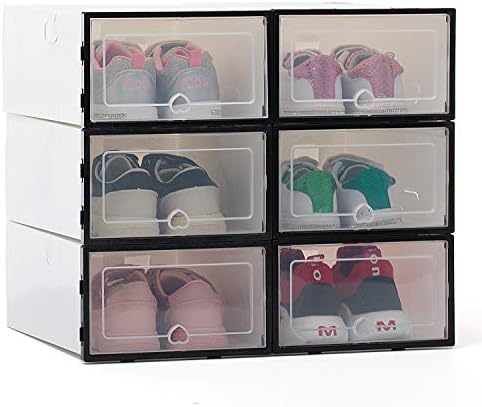 N/A Caixa de organizador de armazenamento de calçados, 6 Pack Caixas de sapatos dobráveis ​​Caixa de sapatos de