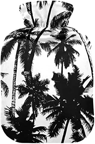 Garrafas de água quente com tampa Tropical Black Coconut Palms Saco de água quente para alívio da dor,