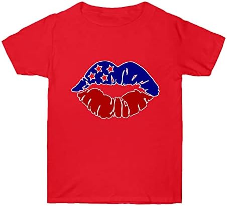 Camisas femininas com camisa do Dia da Independência Camisetas Graphic T para mulheres Top Crewneck