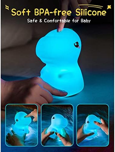 Xianfei fofo lâmpada noturna de dinossauros de silicone para crianças, lâmpada de cabeceira de cabeceira