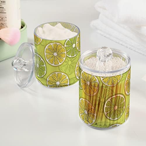 Limões frescos cotocolador de cotonete recipientes de banheiros frascos com tampas conjuntos de algodão barra de