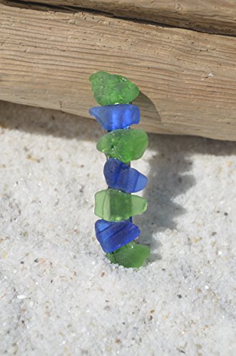 Genuine Cobalt Blue e Kelly Green Sea Glass French Barrette Claip - 60 mm