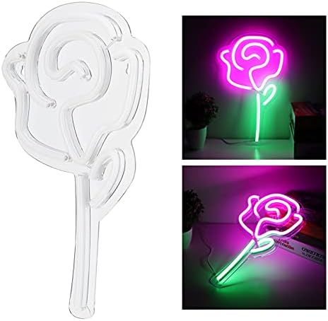 Walfront Neon Sign, Romântico acrílico rosa Flor 5V Luzes de neon usuários para decoração Bar Party Party