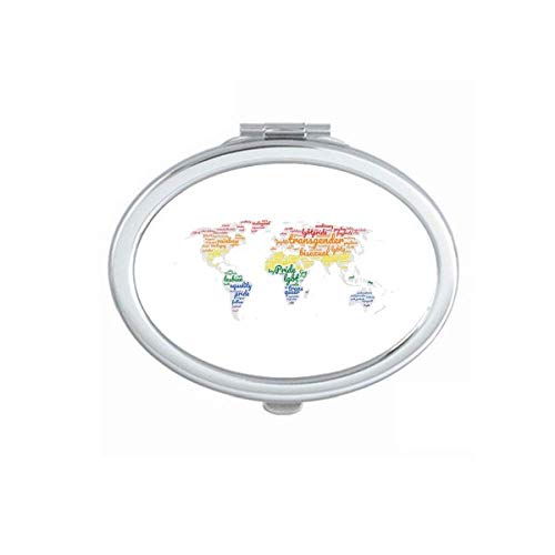 Mapa global LGBT Rainbow Wordcloud espelho portátil dobra maquiagem de mão dupla lateral óculos
