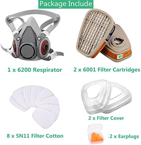 Respiradores reutilizáveis ​​Tampa da peça facial - Respirador de tinta anunu com filtros contra poeira
