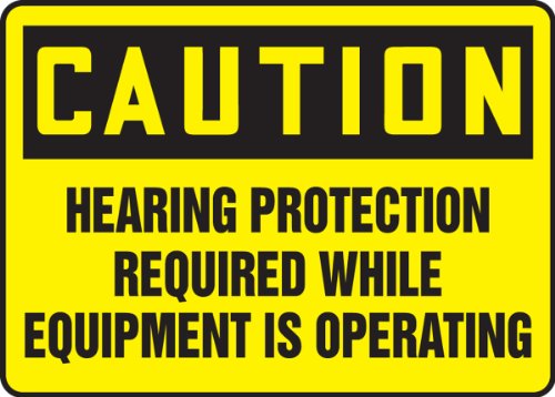 Accuform MPPE712VP Sinal de segurança de plástico, Proteção auditiva de cautela necessária enquanto o equipamento