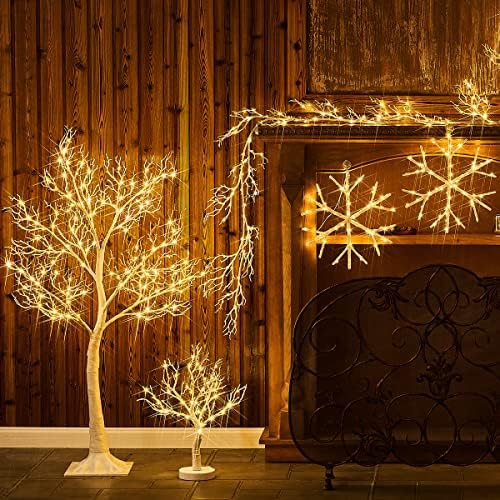 Fudios iluminou a árvore branca com 150 luzes de fadas LED 4 pés para a festa de Natal em casa decoração