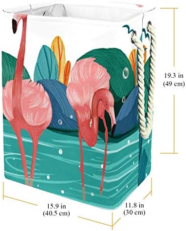 Unicey Green Palm Flamingos Impermeável Roupa dobrável cesto de lavanderia para crianças quarto