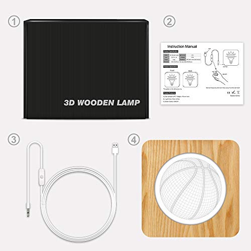 XDG Basketball 3D Lâmpada de madeira Led Night Light Light Home Room Decoração Lâmpadas de mesa criativas