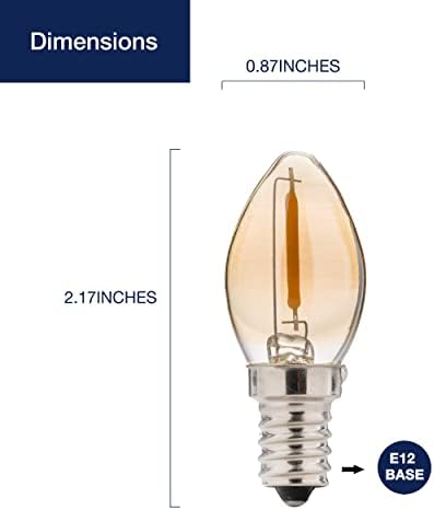 FLSNT C7 LED BULBA CANDELABRA, Lâmpadas noturnas de LED reguláveis, 0,8W, E12 Base pequena, 2200k