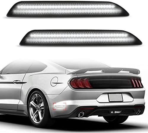 Montagem de luz do marcador lateral da BestView, lâmpadas laterais do para-choques traseiro Lâmpadas de refletores compatíveis para Ford Mustang 2015-2022, pacote branco de 2