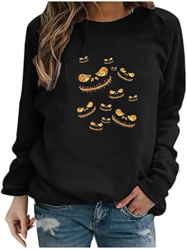 Sweater de Halloween de tamanho feminino camisetas de manga longa camisetas camisetas de pullocatomia