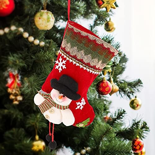 Decoração de alces de nuobester meias de Natal com ornamentos de boneco de neve malha meias