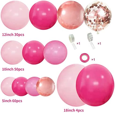 Balões rosa Kit de arco de guirlanda, 154pcs quente rosa -rosa rosa de ouro rosa de ouro para garotas