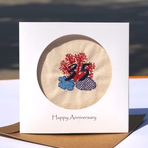 Camellia Bees 35º cartão de aniversário de casamento para ela, cartão de aniversário artesanal