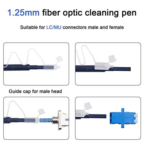 Caneta de limpeza de fibra de 5 pacote para ferramentas de limpeza de fibra óptica de 1,25 mm LC/MU + 5 de
