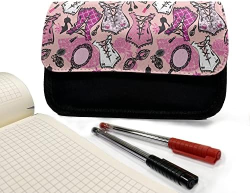 Caixa de lápis de moda lunarável, acessórios femininos vintage, bolsa de lápis de caneta com zíper duplo,