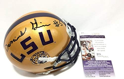 Derrius Guice assinou o Mini Capacete LSU JSA COA - Mini capacetes da faculdade autografados