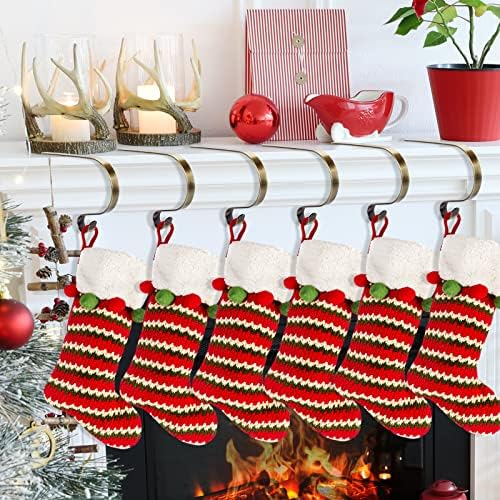 V-Opitos Christmas Stocking Titular para o conjunto de manto de 6, cabides de meia de Natal de metal, ganchos de