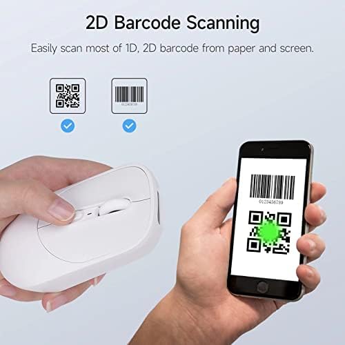 Tharo New Wireless Mouse Barcode Scanner, Scanner de código de barras portátil 2D 2-em-1 com