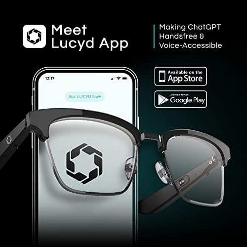 Lucyd - óculos de áudio Bluetooth - Óculos inteligentes femininos com proteção UV - ouvido aberta, ruído cancelando microfones sem fio, alto -falante de som quadrasonic, assistentes de voz compatíveis - Moonshot