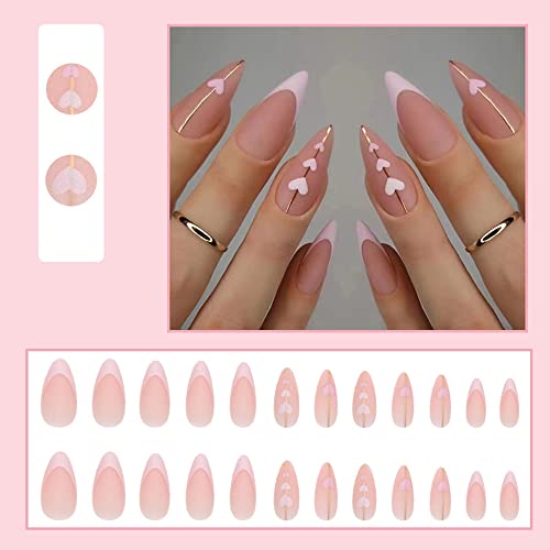 24 PCs French Tip Press On Unhe
