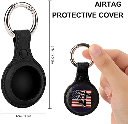 Lineman With American Flag Case Proteção Compatível para o suporte do localizador anti-perdido Airtag com anel de chave para a carteira de colarinho de colarinho de cães cães