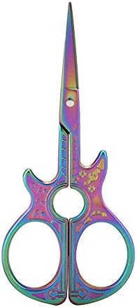 Retro colorido bordado tesoura tesoura tesoura Costura de tesoura Trendy Scissors Antique Guitar Shape