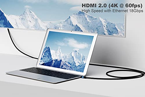 Cabo HDMI 15 pés, HDMI 2.0 alta velocidade com Ethernet 18Gbps, Retorno de Áudio, Vídeo 4K p HD, 1080p 3D,